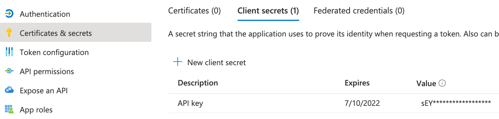 Registered app secrets