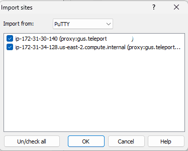 Choose PuTTY sessions to import and click OK